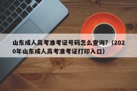 山东成人高考准考证号码怎么查询?（2020年山东成人高考准考证打印入口）