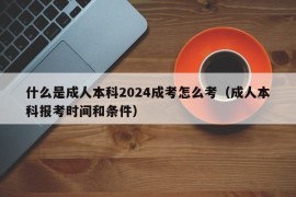 什么是成人本科2024成考怎么考（成人本科报考时间和条件）