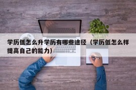 学历低怎么升学历有哪些途径（学历低怎么样提高自己的能力）