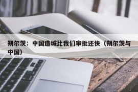 朔尔茨：中国造城比我们审批还快（朔尔茨与中国）