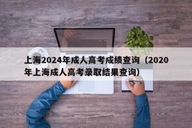 上海2024年成人高考成绩查询（2020年上海成人高考录取结果查询）