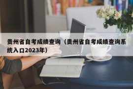 贵州省自考成绩查询（贵州省自考成绩查询系统入口2023年）