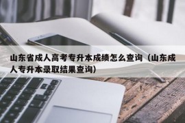 山东省成人高考专升本成绩怎么查询（山东成人专升本录取结果查询）