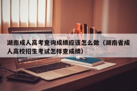 湖南成人高考查询成绩应该怎么做（湖南省成人高校招生考试怎样查成绩）